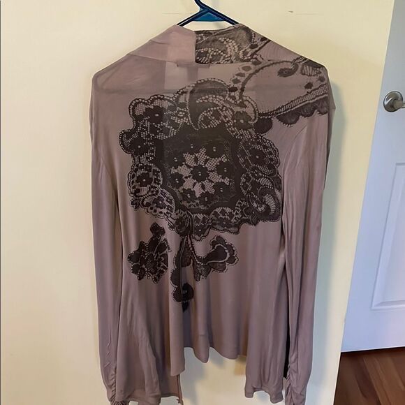 INC International Concepts Women's Taupe Open Flyaway Cardigan - Picture 3 of 5